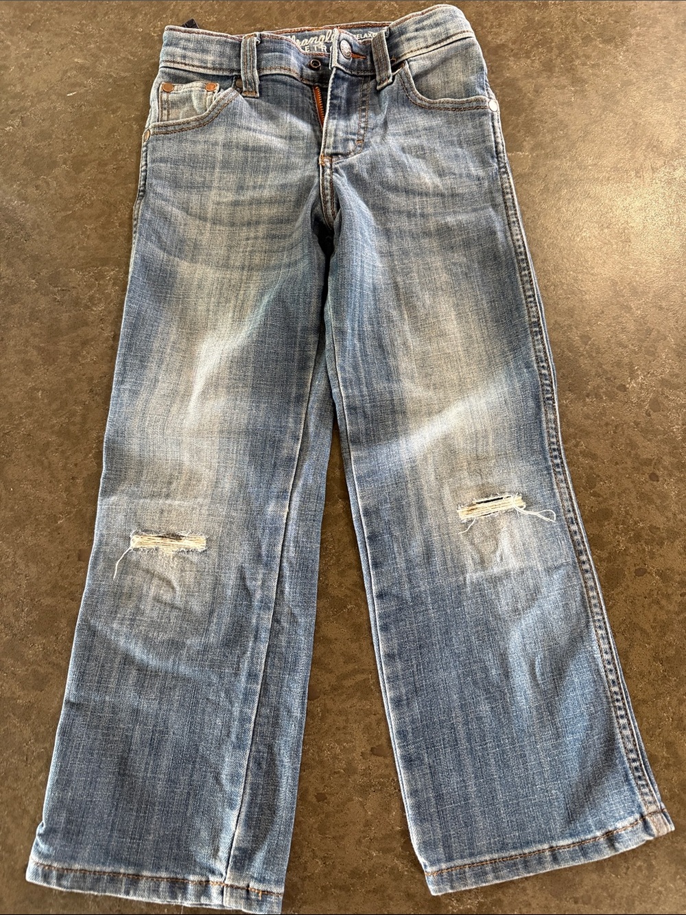 Kids Distressed Light Blue Straight-Leg Jeans